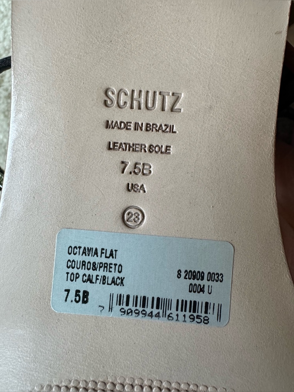 ❣️NWOB❣️Schultz Black Octavia Flat Leather Sandals - Picture 8 of 10
